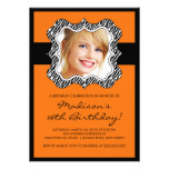 Zebra Frame Photo Sweet Sixteen Birthday Inviation Personalized Invitation