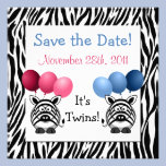 Zebra Fraternal Twins Baby Shower Save the Date invitations