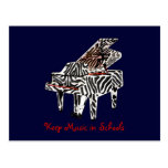 Zebra Grand Piano ~ Postcard / Invitaiton