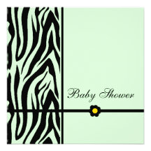 Zebra Green-Baby Shower Custom Announcements
