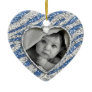 Zebra heart baby boy photo ornament Blue Sparkle