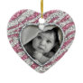 Zebra heart baby photo ornament Pink Sparkle