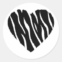 Zebra Heart Round Stickers