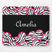 Zebra hearts mousepad