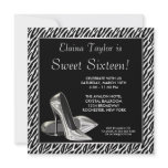 Zebra High Heels Sweet 16 Party Personalized Invitations