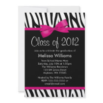 Zebra Hot Pink Printed Bow Graduation Party