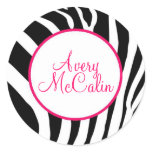Zebra in Pink - Customized Round Sticker