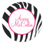 Zebra in Pink - Customized Round Sticker
