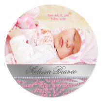 Zebra Jewellery Baby Girl Sticker Pink Silver