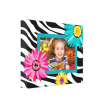 Zebra Kids Photo Canvas Bold Daisy Blue Canvas Print