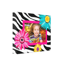 Zebra Kids Photo Canvas Bold Daisy Pink Gallery Wrapped Canvas