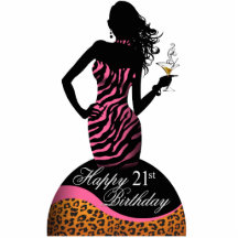 Zebra Leopard 21th Birthday Table Centerpiece Cut Out