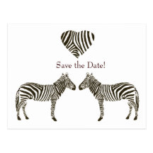 Zebra Love Save the Date Postcard