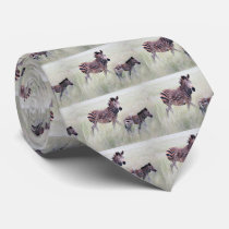 Zebra mom and baby neck tie
