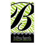 Zebra "Monogram B" Jewellery Designer Business Car