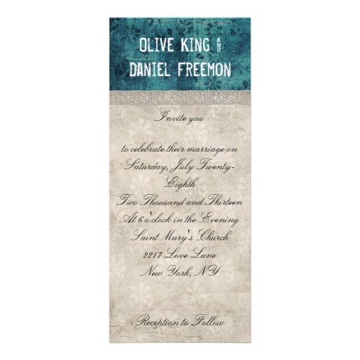 Zebra Ornate Blue & Ivory Wedding Invitation