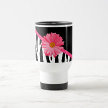 Zebra Pattern Girly Pink Daisy Coffee Mug
