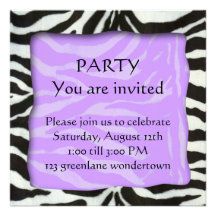 Zebra pattern, modern party invitation