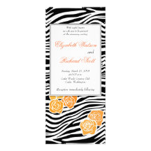 Zebra pattern + orange roses Wedding Invitation
