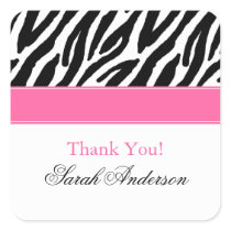 Zebra Pattern Personalized Square Sticker