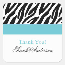 Zebra Pattern Personalized Square Sticker