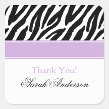Zebra Pattern Personalized Square Sticker