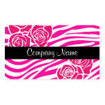 Zebra pattern + pink roses Business Card