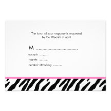 Zebra Pattern Response Cards Personalized Announcement