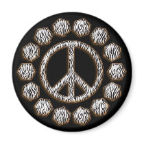 ZEBRA PEACE SIGN MAGNET