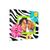 Zebra Photo Canvas Bold Daisy Lime Green Gallery Wrapped Canvas