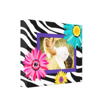 Zebra Photo Canvas Bold Daisy Purple Stretched Canvas Prints