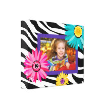 Zebra Photo Canvas Bold Daisy Purple Kids Gallery Wrapped Canvas