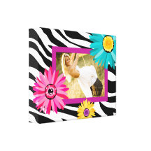Zebra Photo Canvas Bold Daisy Violet Stretched Canvas Prints