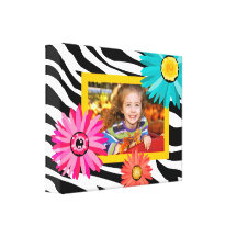 Zebra Photo Canvas Bold Daisy Yellow Kids Gallery Wrap Canvas