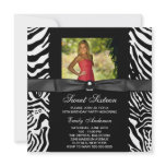 Zebra Photo Sweet 16 Party Invitation