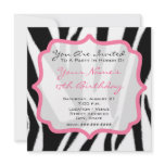 Zebra & Pink Birthday Party invitations