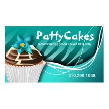 Zebra Pop Cupcakes - ombre aqua Business Card Template