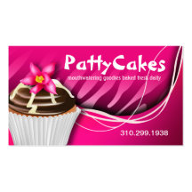 Zebra Pop Cupcakes - ombre fuschia Business Card Template