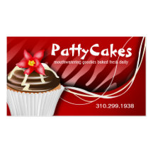 Zebra Pop Cupcakes - ombre red Business Card Template