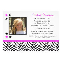 Zebra Print: 13th Birthday Party Invitations
