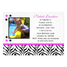 Zebra Print: 2nd Birthday Party Invitations