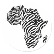 Zebra Print African Safari Africa Map Stickers