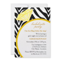 Zebra Print and Gold Ring Bachelorette Party Personalized Announcement