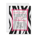Zebra Print And Hot Pink Fashion Birthday Invite invitations
