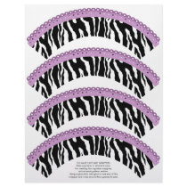 Zebra Print and Lavender Lace Cupcake Wrappers Letterhead Template