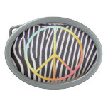 Zebra Print and Peace Sign Belt Buckle