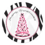 Zebra Print And Pink Christmas Tree Sticker