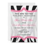 Zebra Print and Pink Class of 2011 Graduation Personalized Invites