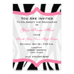 Zebra Print and Pink Class of 2011 Graduation Personalized Invites