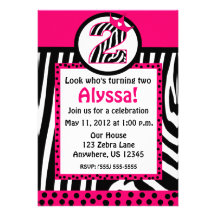 Zebra Print and Pink Diva 2nd Birthday Invitation